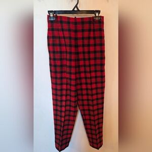 Vtg Bobbie Brooks Mid-Century Women's Slacks Pants Red Plaid Tartan Wool Sz 4?